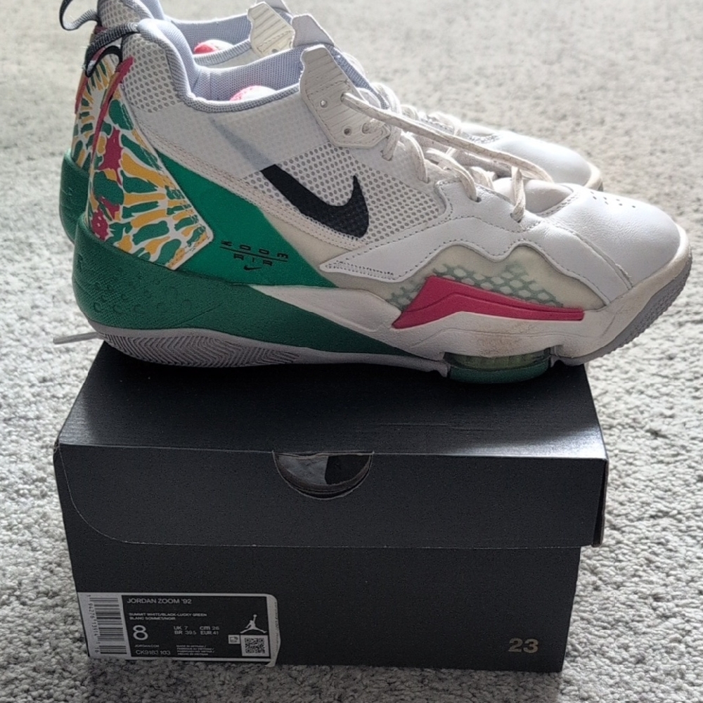 Nike Jordan Zoom 92 White and Green Sneakers